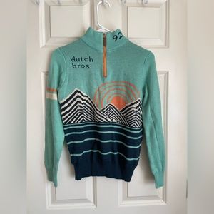 Dutch Bros Teal and Navy Sweater